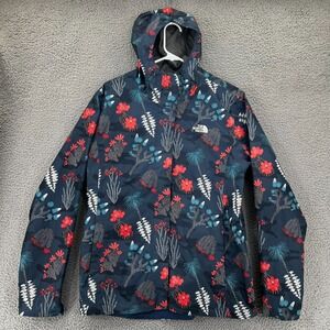 The North Face Jacket Women XL Floral Rain Coat Water Resistant Full Zip READ